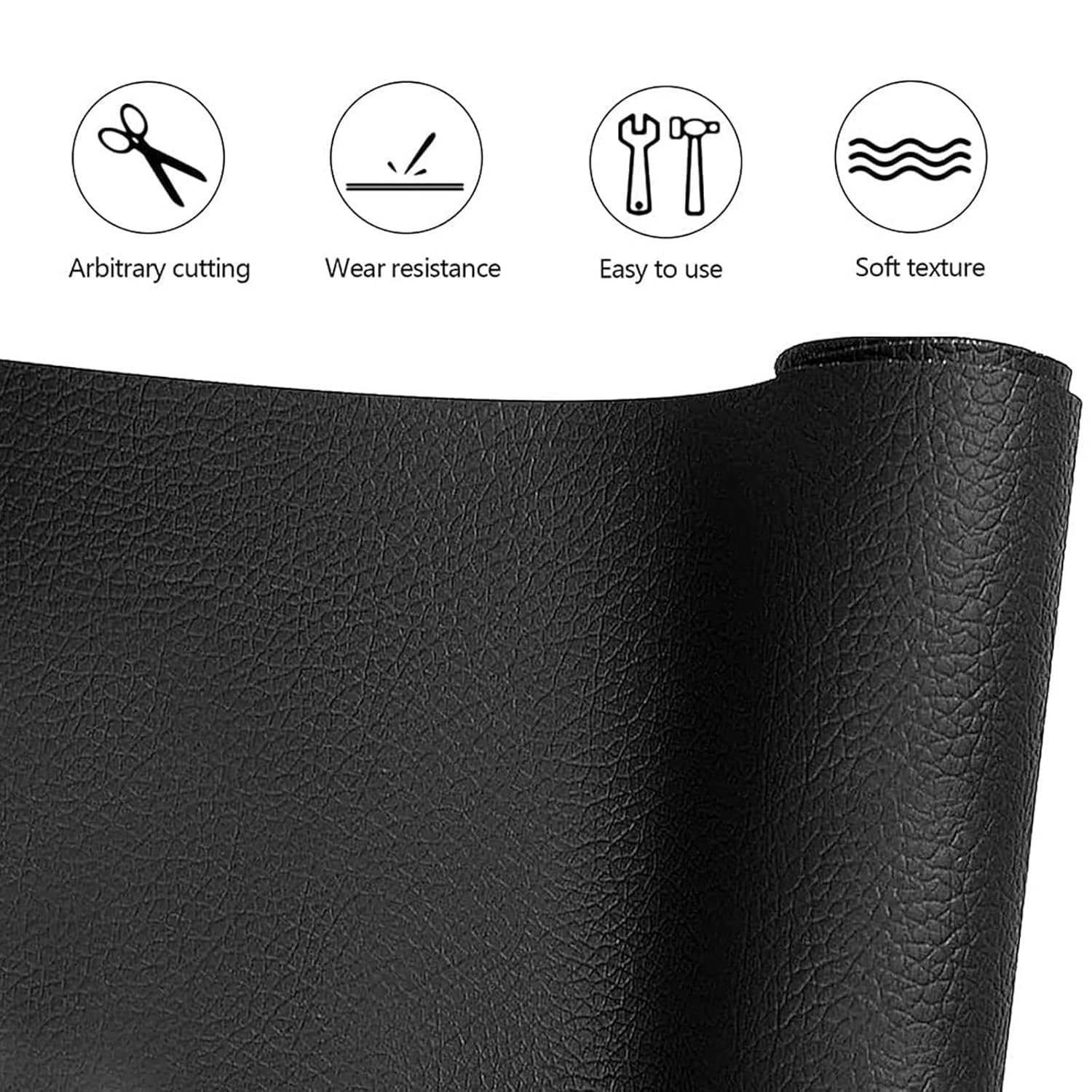 2 Rolls Repair Patch, 10X150Cm Self Adhesive Patch for Furniture, Car Seats, Sofa, Couch, DIY Leather Repair Kit, Black image number 3