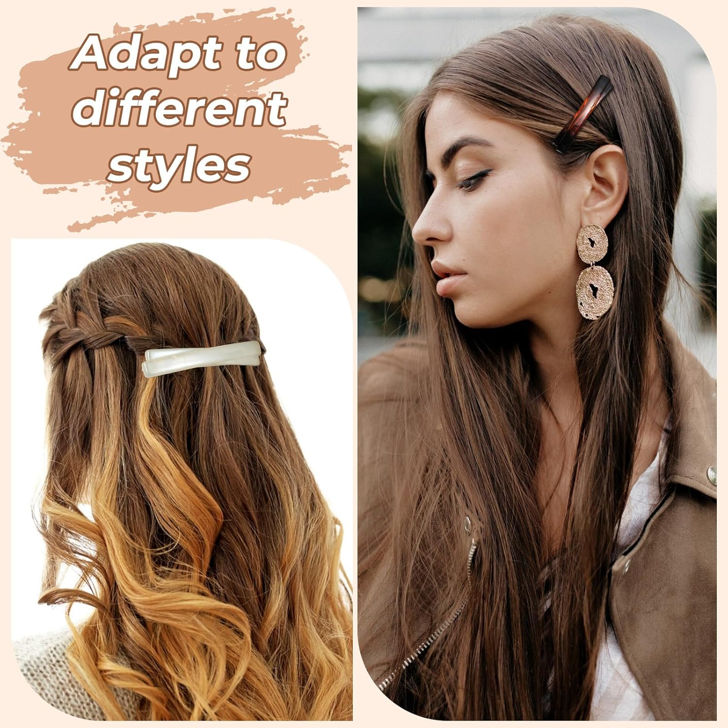 Pack of 4 French Hair Clips, Mabor Classic Hair Clips, Women'S Press on Hair Clips, Women'S Elegant Hair Accessories, Firm Fixation, for Fine Hair and Medium Thick Hair (4 Colours) image number 2