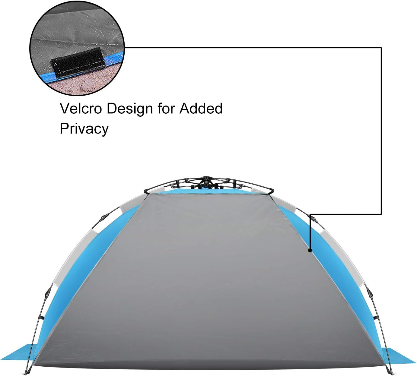 Oileus X-Large 4 Person Beach Tent Sun Shelter - Portable Sun Shade Instant Tent for Beach with Carrying Bag, Stakes, 6 Sand Pockets, anti UV for Fishing Hiking Camping, Waterproof Windproof image number 3