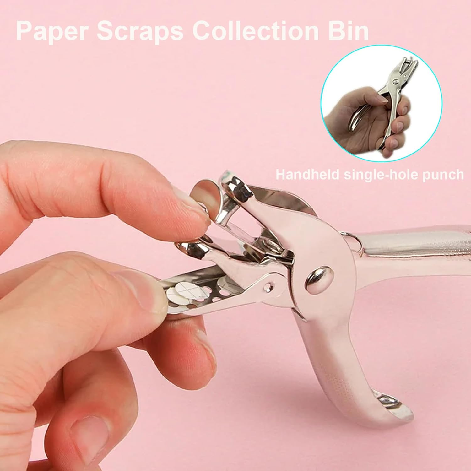 KOZTOL 3Mm Paper Hole Puncher, Single Hole Punch, Mini Hole Puncher for DIY Craft Paper Tags (Silver) image number 2