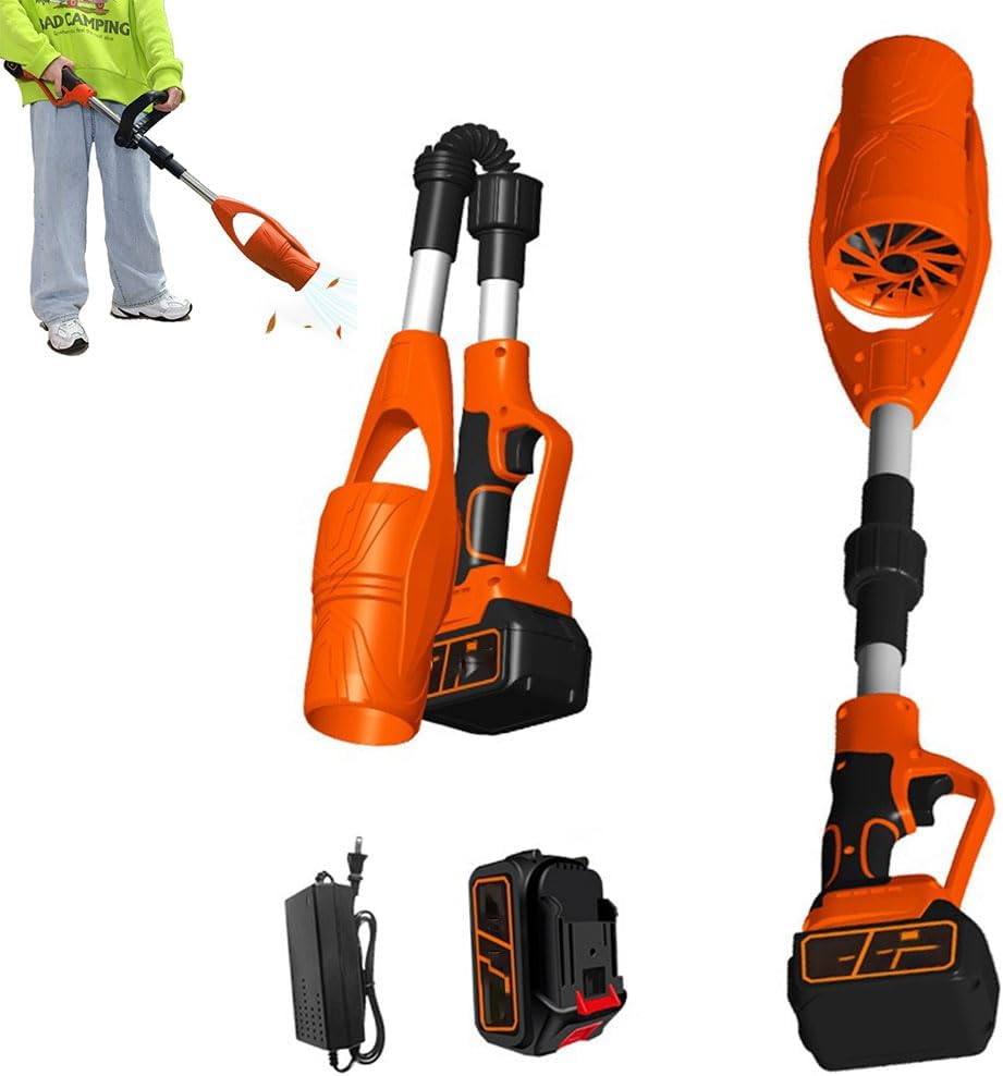 Cordless Leaf Blower, 21V Lightweight Foldable Garden Air Broom, Dust Removal Lithium Electric Turbo Handheld Blower for Lawn Care, Yard, Debris, Stones Cleaning Car, Dust, Pet Hair