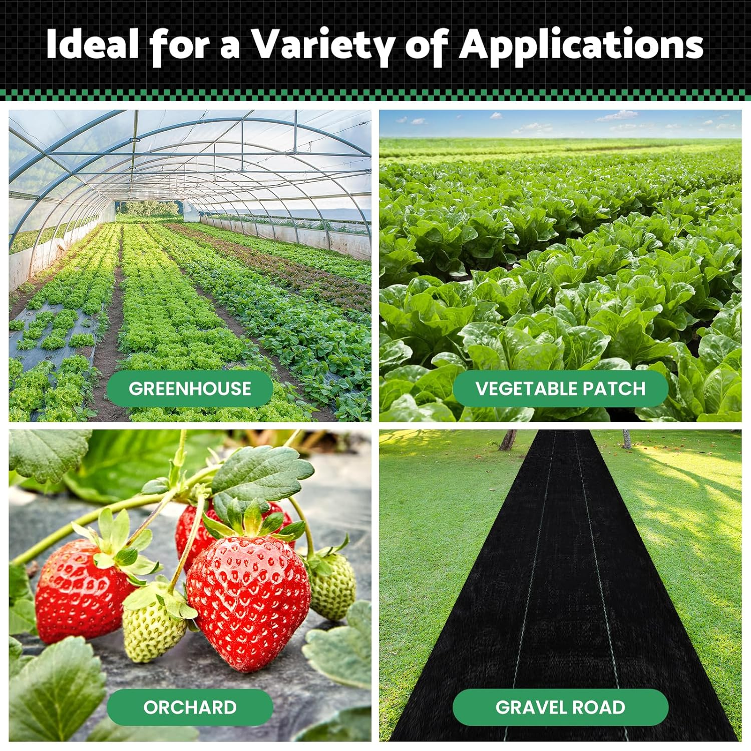 Advwin Weed Mat, 3.66 X 50M Weedmat Weed Control Mat, Woven Fabric Durable Barrier Matting, High Permeability & UV Resistant Woven Ground Cover for Outdoor Greenhouse Garden Lawn Supplies