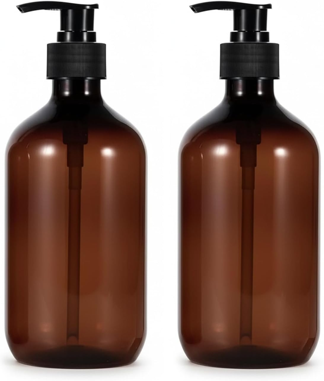 Brown Plastic Pump Bottle for Shampoo and Soap Dispenser, Refillable and Reusable 17Oz/500Ml 2 Pack - Abvian image number 2