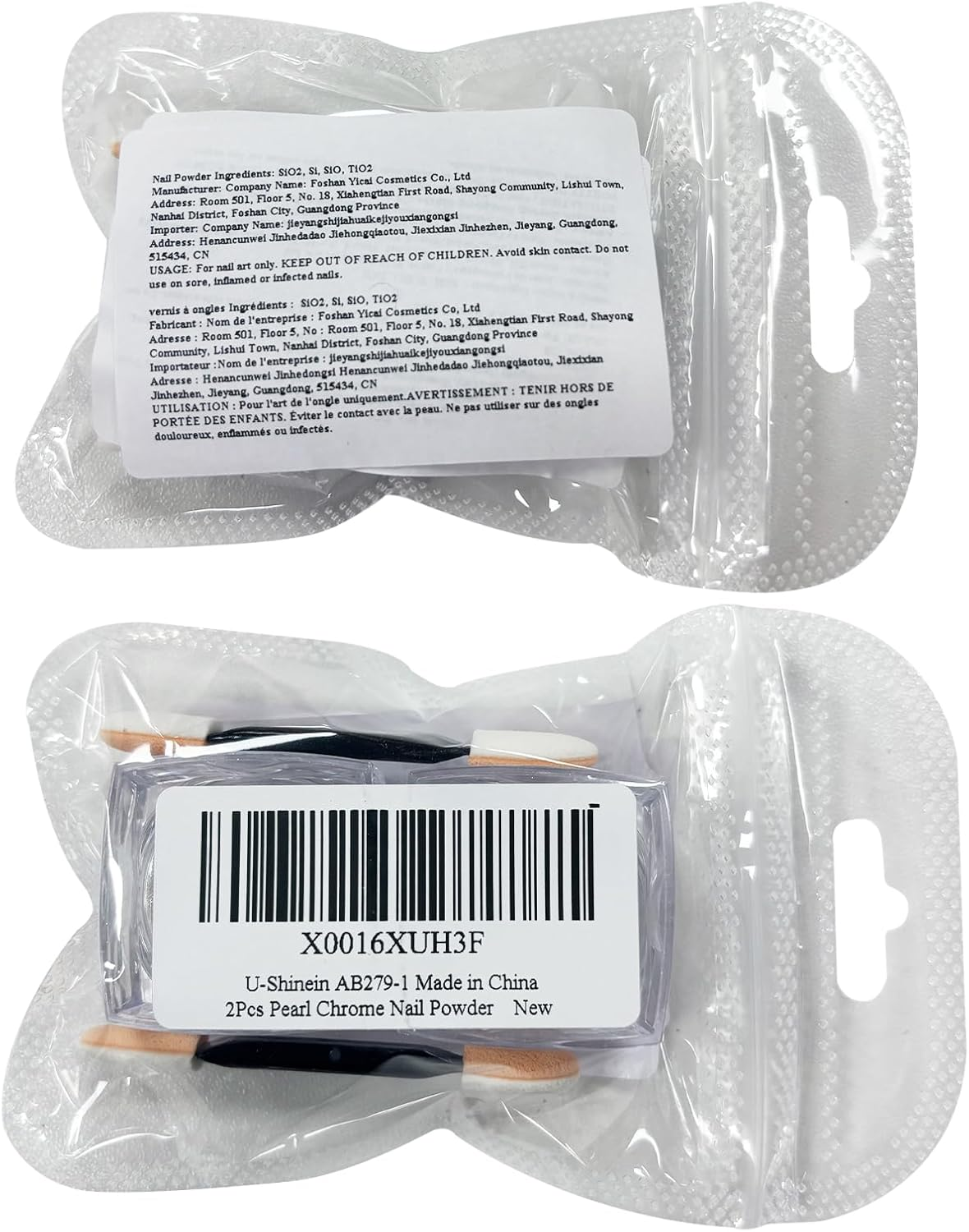 U-Shinein Chrome Nail Powder, Super Glossy Mirror Effect White Pearl Magic White Moonlight Effect Iridescent Pigment Powder, Pearlescent Iridescent Glitters Powder Metallic Pigment for Nails - Pink + White image number 3