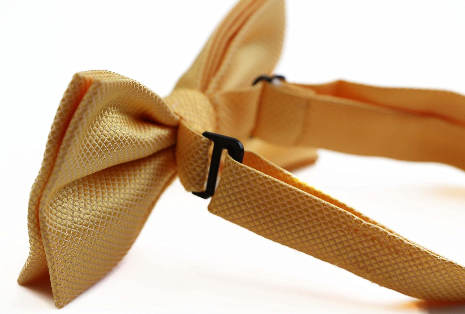 Mens Warm Yellow Plain Coloured Checkered Bow Tie image number 1