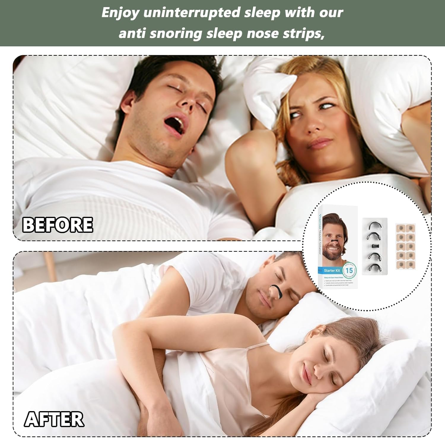 Nasal Strips, 15Pcs Nose Strips for Breathing, Nose Strip, Intake Breathing Nose, Anti-Snoring Sleep Nasal Strips, Breathe Right Nasal Strips, Antisnore Sleep Aid for Men & Women (Black) image number 3