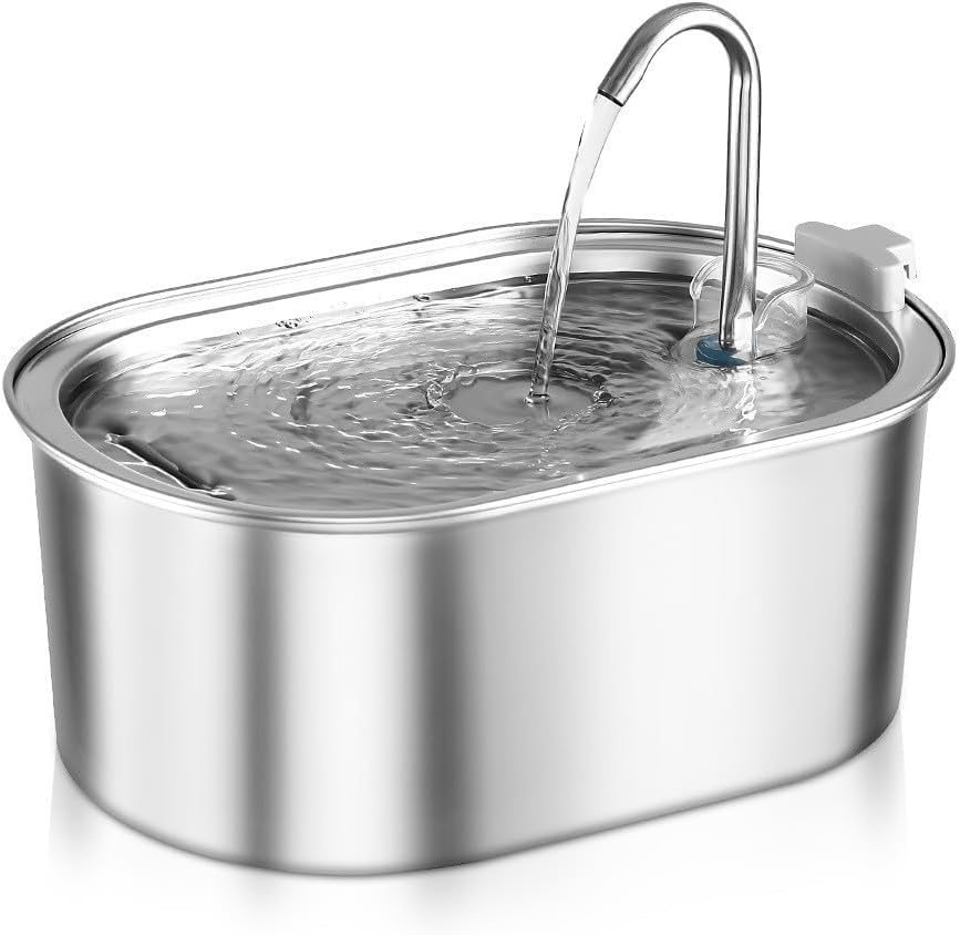 Stainless Steel Dog and Cat Water Fountain 3.2L/108Oz Super Quiet Pet Water Drinking Dispenser with Triple Filtration Automatic Animal Feeding Supplies Provides Flowing Water/1255 image number 1