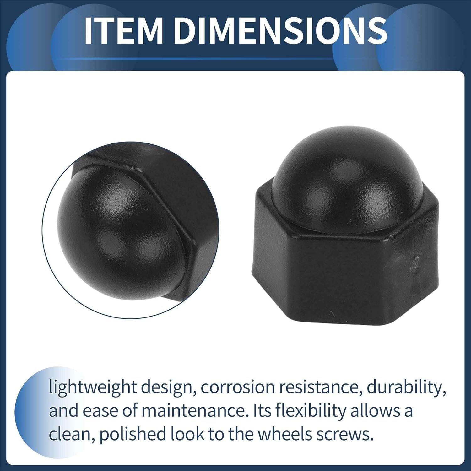 INFINAUTO Wheel Nut Bolt Outer 21 Mm Rims Tyre Nut Screws Dust Cap Cover Nut Protection Plastic Black image number 6