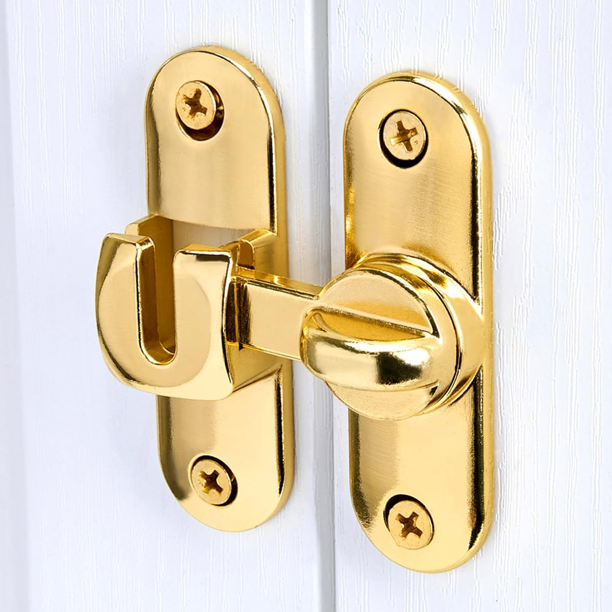 Wocoe 2 Packs Gold Barn Door Latches - Adjustable 90/180 Degree Flip Latch System - Zinc Alloy for Secure and Stylish Privacy Solutions on Barn Doors,Windows,Garden Access,Cabinets,And Sliding Doors image number 3