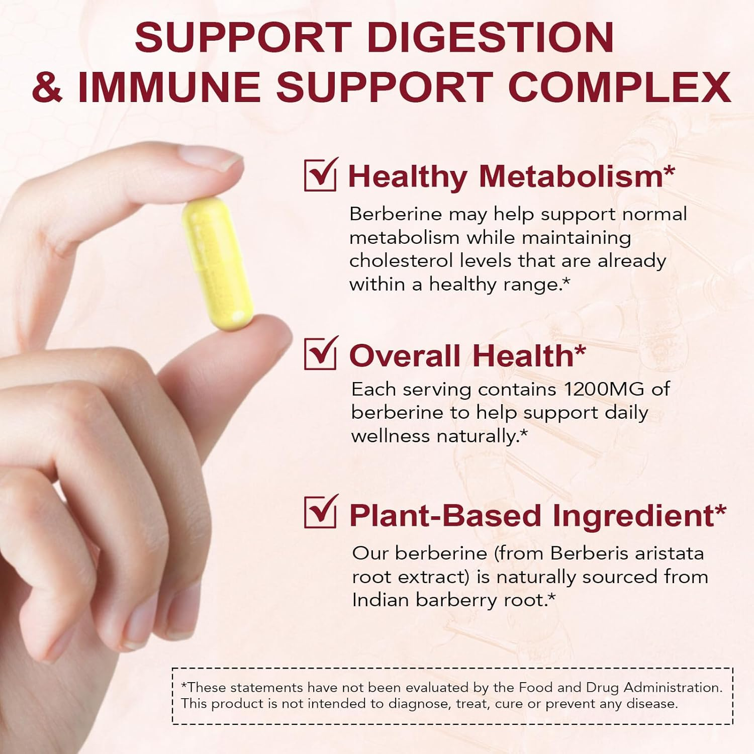 Berberine plus 1200 Mg | Premium Strength Herbal Supplement | 2-Month Supply | Non-Gmo, Gluten Free | 120 Capsules image number 2