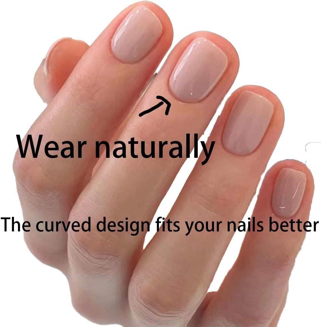 Press on Nails Short，Equipped with a Full Set of Tools and Jelly Glue, Reusable Fake Nails, Natural Bare Colored Short Nails, Simple and Atmospheric, 24 Sizes, Suitable for Everyone - Denim Blue image number 5