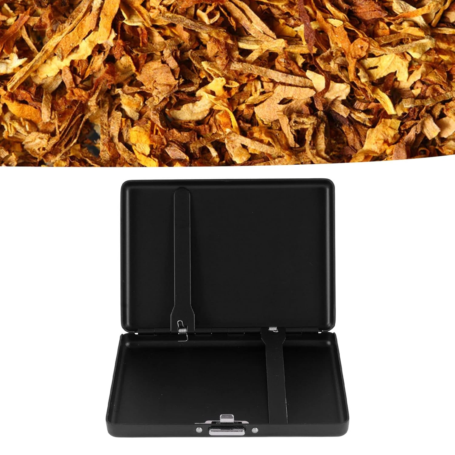 Metal Cigarette Case, Aluminium Alloy Cigarette Box Double Sided Spring Clip Open Pocket Holder for Cigarettes Credit Card Holder Protective Security Wallet for Men Women Gift (Black) image number 3