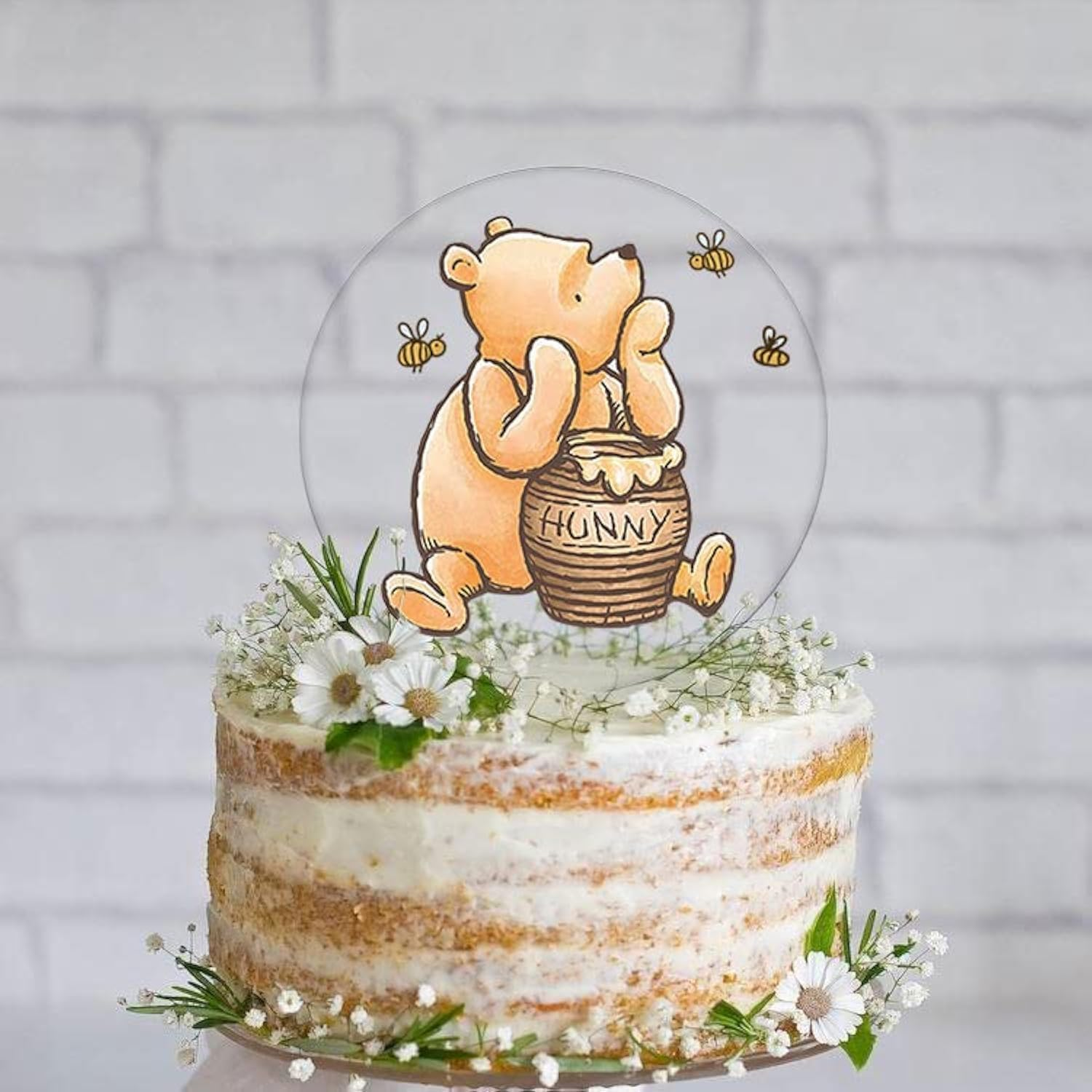 Winnie Cake Topper Welcome Baby Acrylic 5Inch Cake Toppers Cupcake Toppers Classic the Pooh Baby Shower Decorations Winnie Birthday Party Supplies image number 2