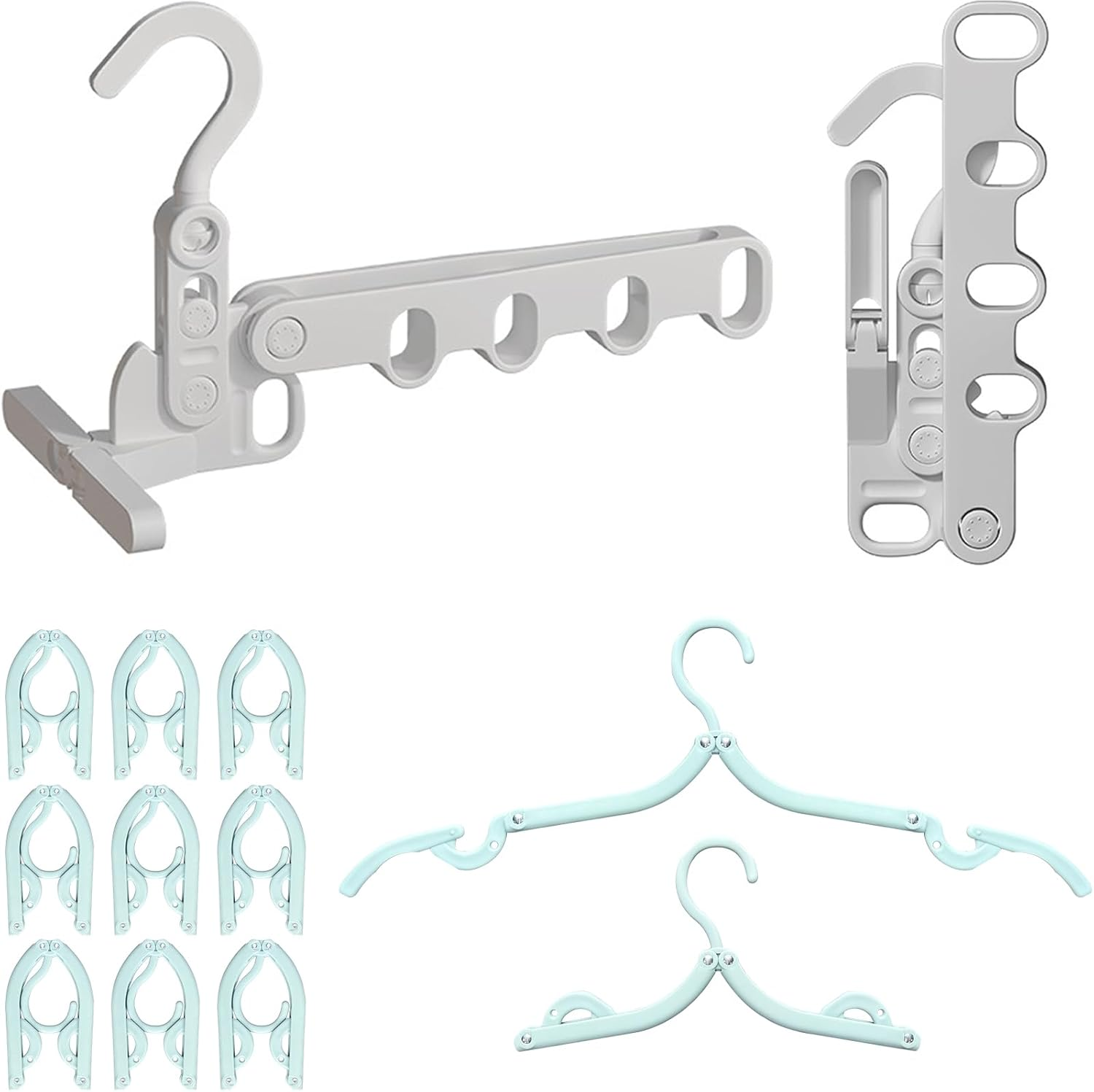 ELE DEPI Portable Folding Drying Rack with 5 Travel Hangers Foldable,Collapsible Clothes Drying Rack with 5 Holes,Foldable Hangers for Traveling,Dorm,Cruise and Laundry.(1+5)