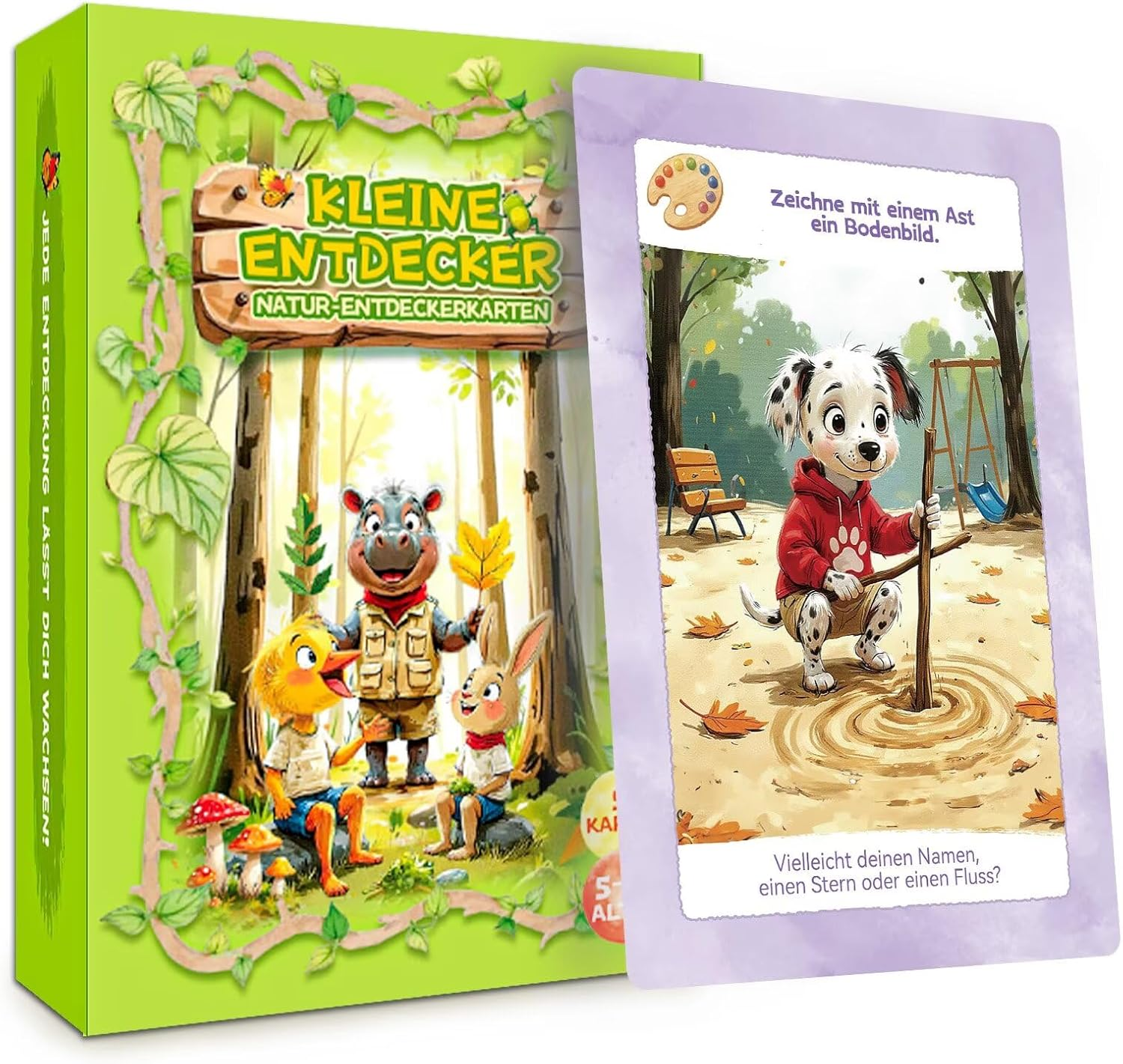 Outdoor Explorer Cards for Children from 5 Years - 55 Playing Cards + Sticker Sheet & Turntable - Wipe Clean, Robust & FSC Certified - Ideal for on the Go image number 4
