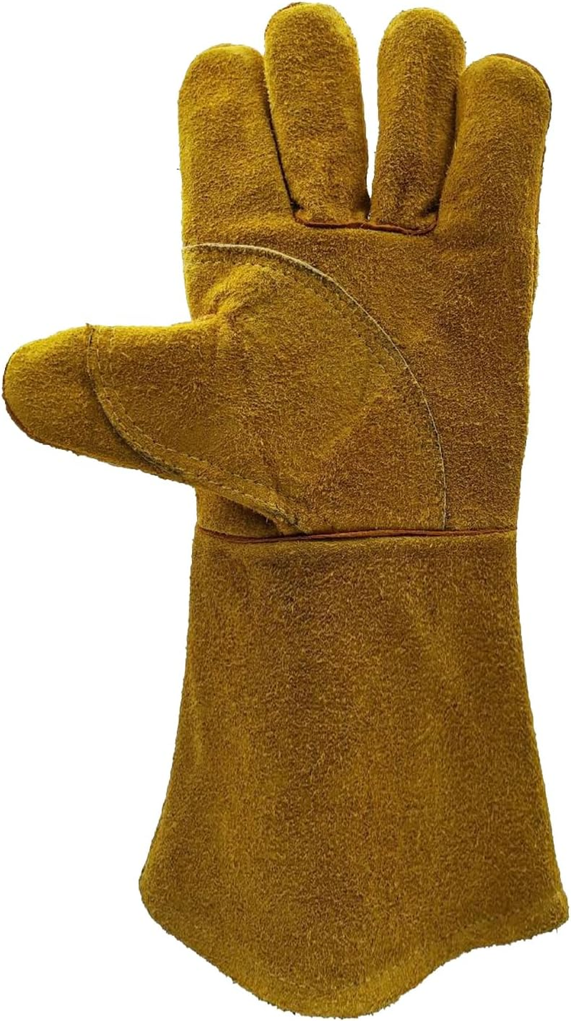 Safetyware Premium Cowhide Leather Welding Riggers Safety Work Gloves Heat Proof Made with Kevlar Brown Tig Mig Welders BBQ image number 1