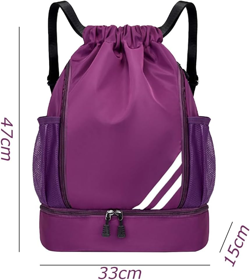 Outdoor Sports Balls Backpack with Durable Material, Large Capacity Drawstring Gym Bag, Portable Oxford Cloth Backpack, String Bag for Available to Both Men and Women (Purple) image number 1