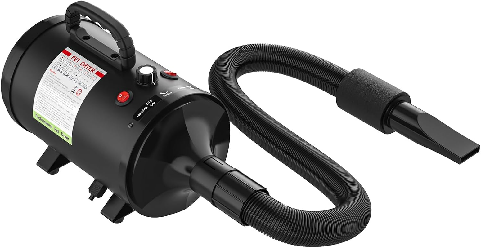 OPPSBUY Pet Dryer, Pet Grooming Hair Dryer with Heater, Home Dog Hair Dryer with Adjustable Wind Speed, Flexible Hose image number 6