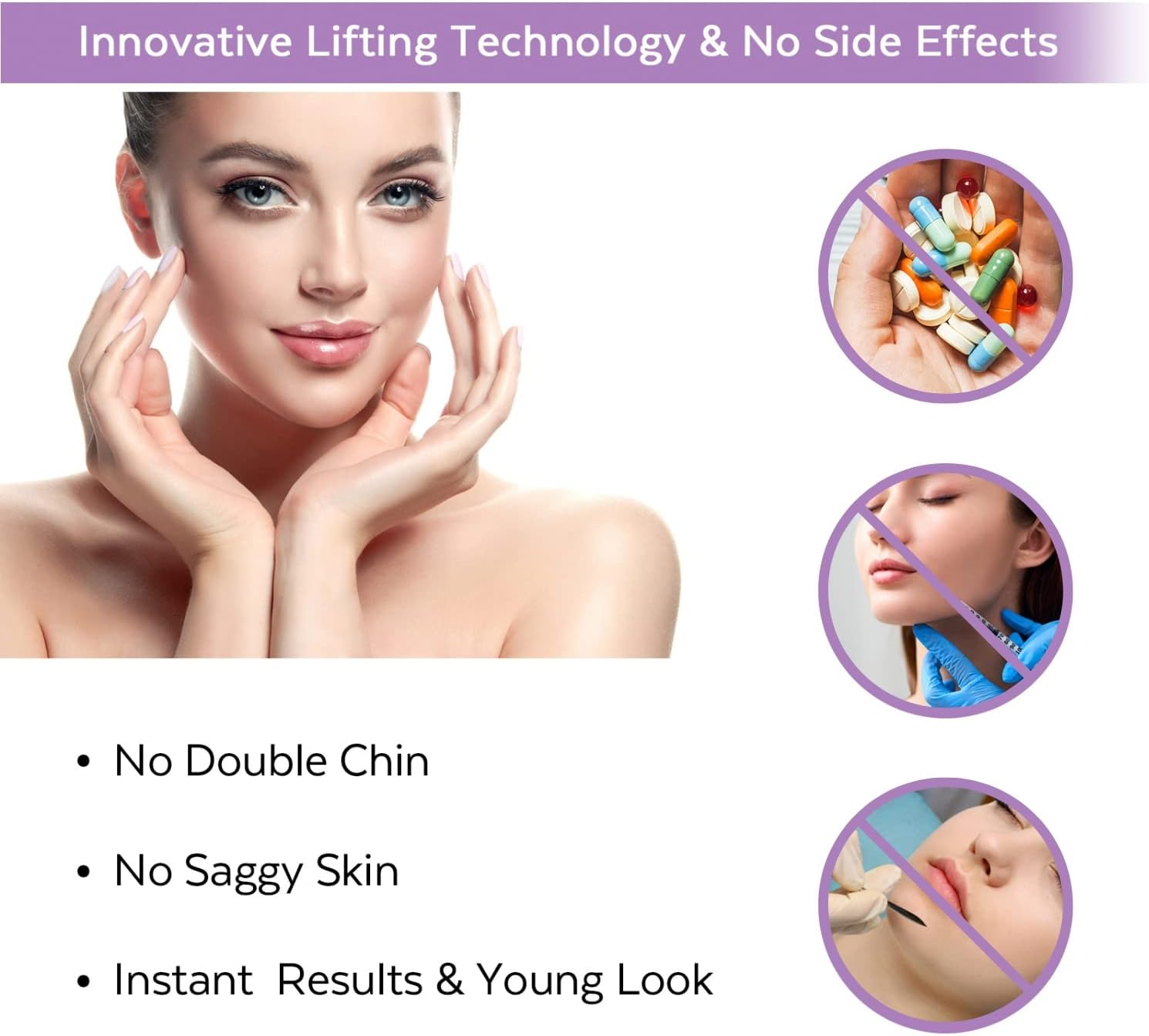 COSDAD Reusable Double Chin Reducer Chin Strap Face Slimming Strap Face Slimmer Shaper for Women,Breathable Comfortable V Line Lifting Mask,Innovative Lifting Technology,One Fits All,Purple image number 1