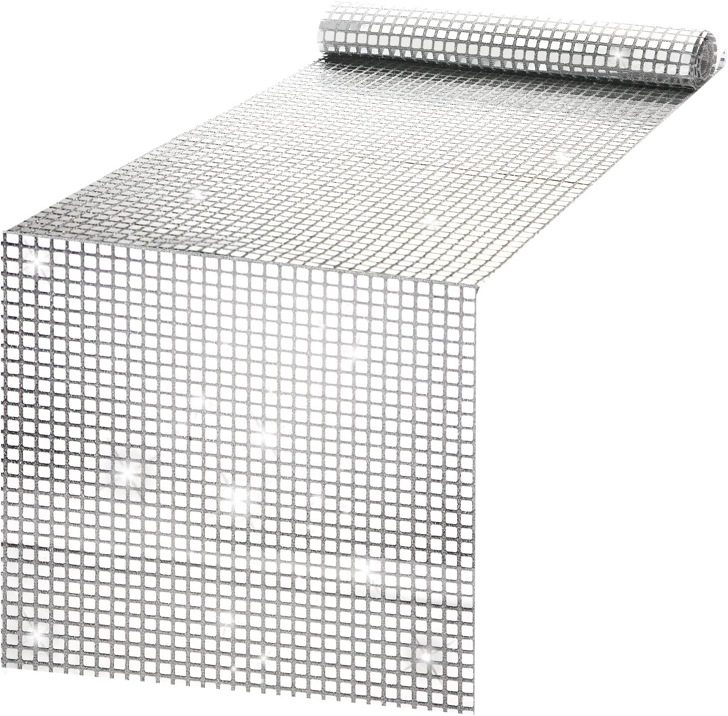 1Pcs 12 X 108 Inch Silver Disco Table Runner, Ball Glitter Party Mirror Foil Supplies Birthday Decoration Wedding Tablecloth image number 3