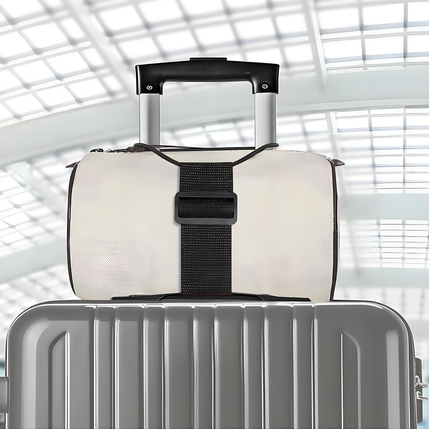 AKOOSY 2Pcs Elastic Luggage Straps Bungees for Suitcases Adjustable Suitcase Belt Travel Bag Tie-Down Straps Secure Packing Accessories for Backpack and Travel Gear image number 4