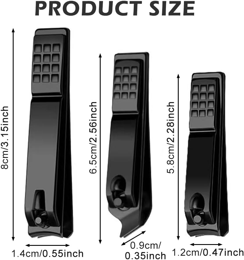 3PCS Nail Clipper Nail Trimmer Nails Cutter Set with Metal Case Fingernail Cutting Trimmer Toenail Scissors Nippers Plier Pedicure Tool(Color:Black) image number 2