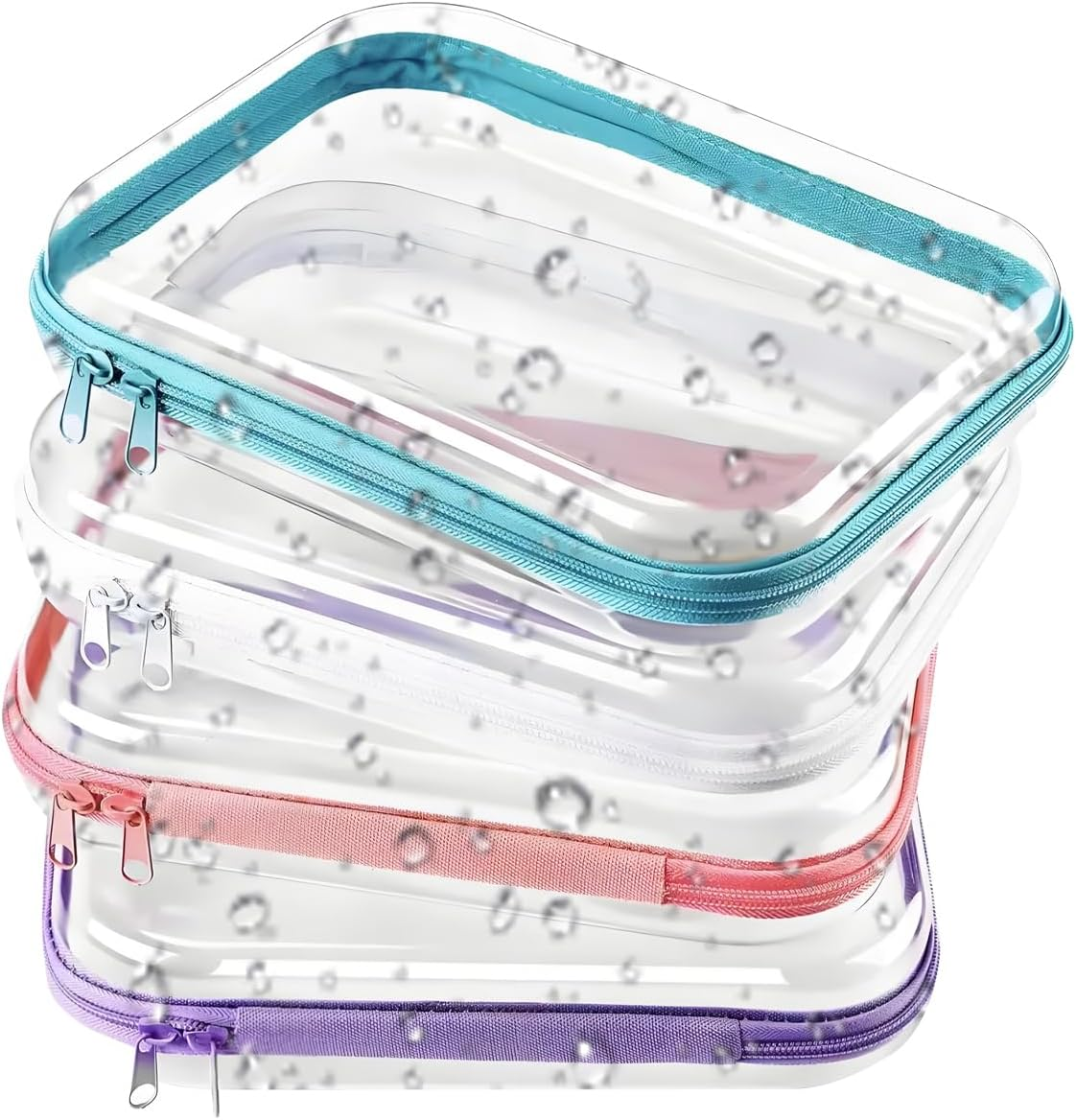 Lmyit Clear Makeup Bag - Clear Pouch Makeup Travel Bags - Storage Containers Toiletry Organizer Pencil Case for Women Travel Toiletries Cosmetic Snack Skin Care Products image number 4