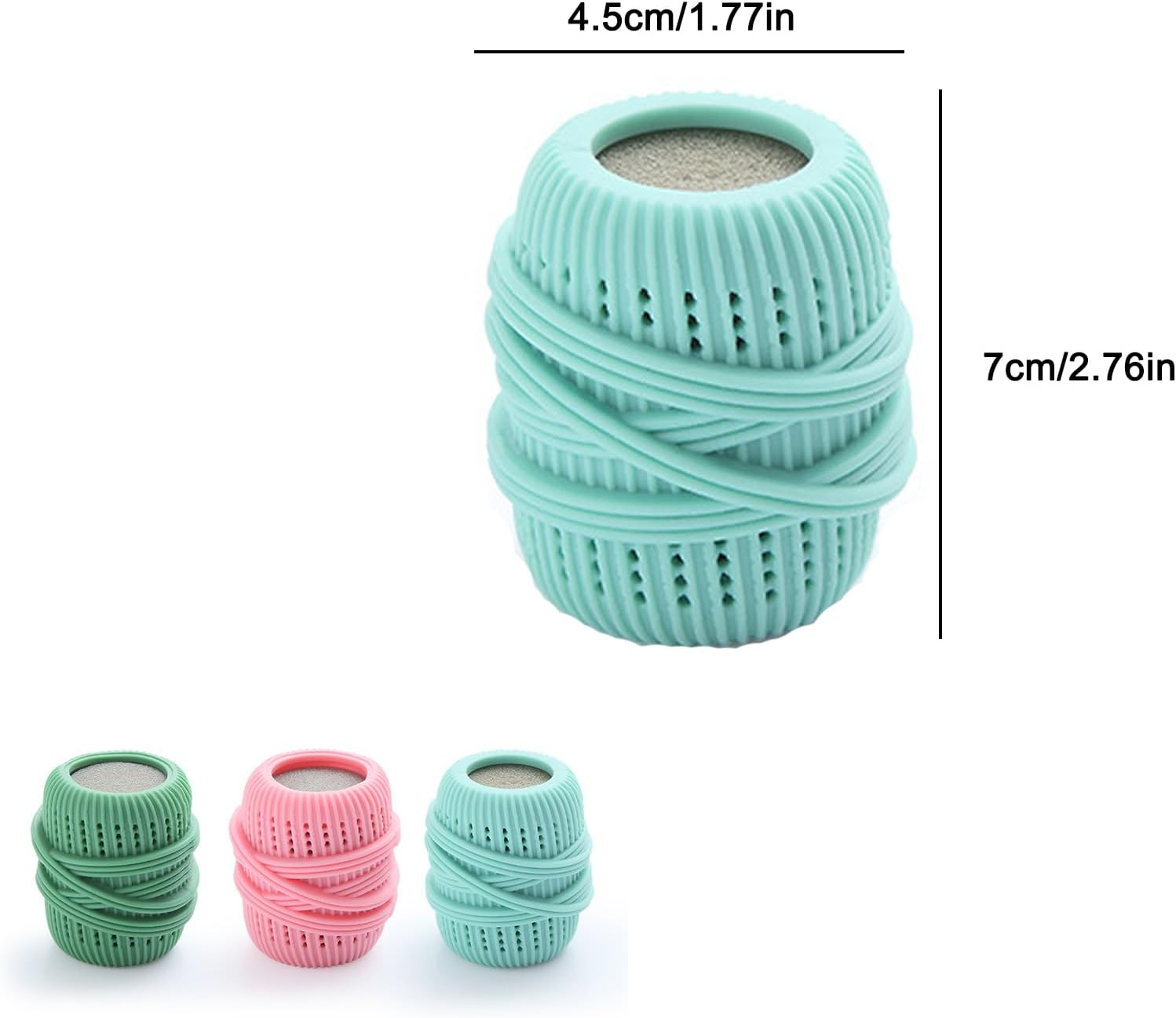 3 Pack Reusable Dryer Balls, Fabric Softener Dispenser Balls for Laundry, Static Removal & Softening, Washing Machine Safe image number 3