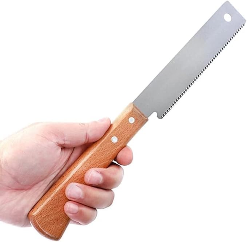 12 Inch Japanese Flush Cut Saw - Double-Edge Stainless Steel Woodworking Hand Saw with Non-Slip Wooden Handle, Precision Trim Saw for Hardwood/Softwood & Plastic Cutting image number 2