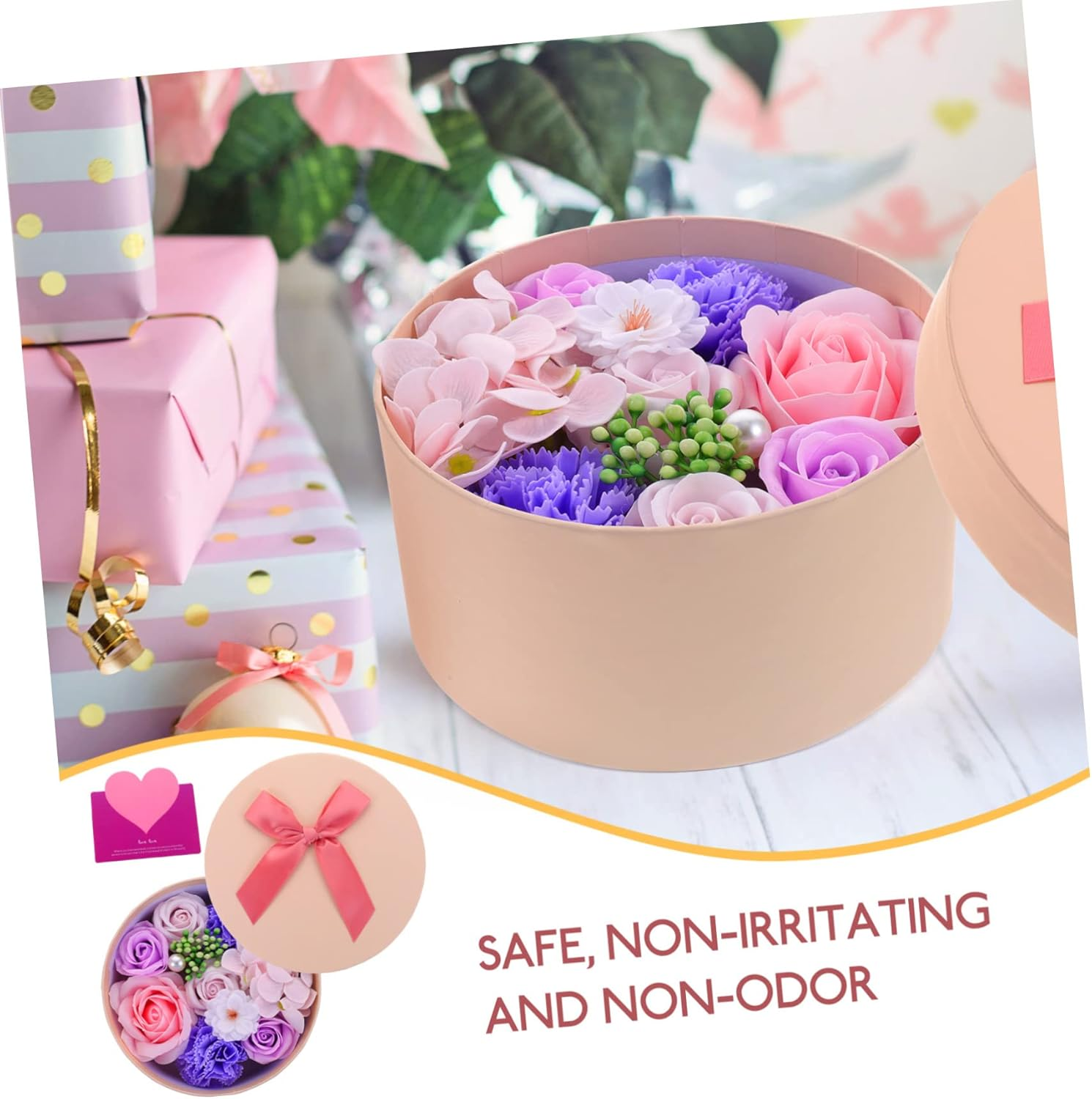 Healeved Soap Flower Ornament Fake Floral Soap for Mother'S Day Elegant Present Set - Pink image number 4