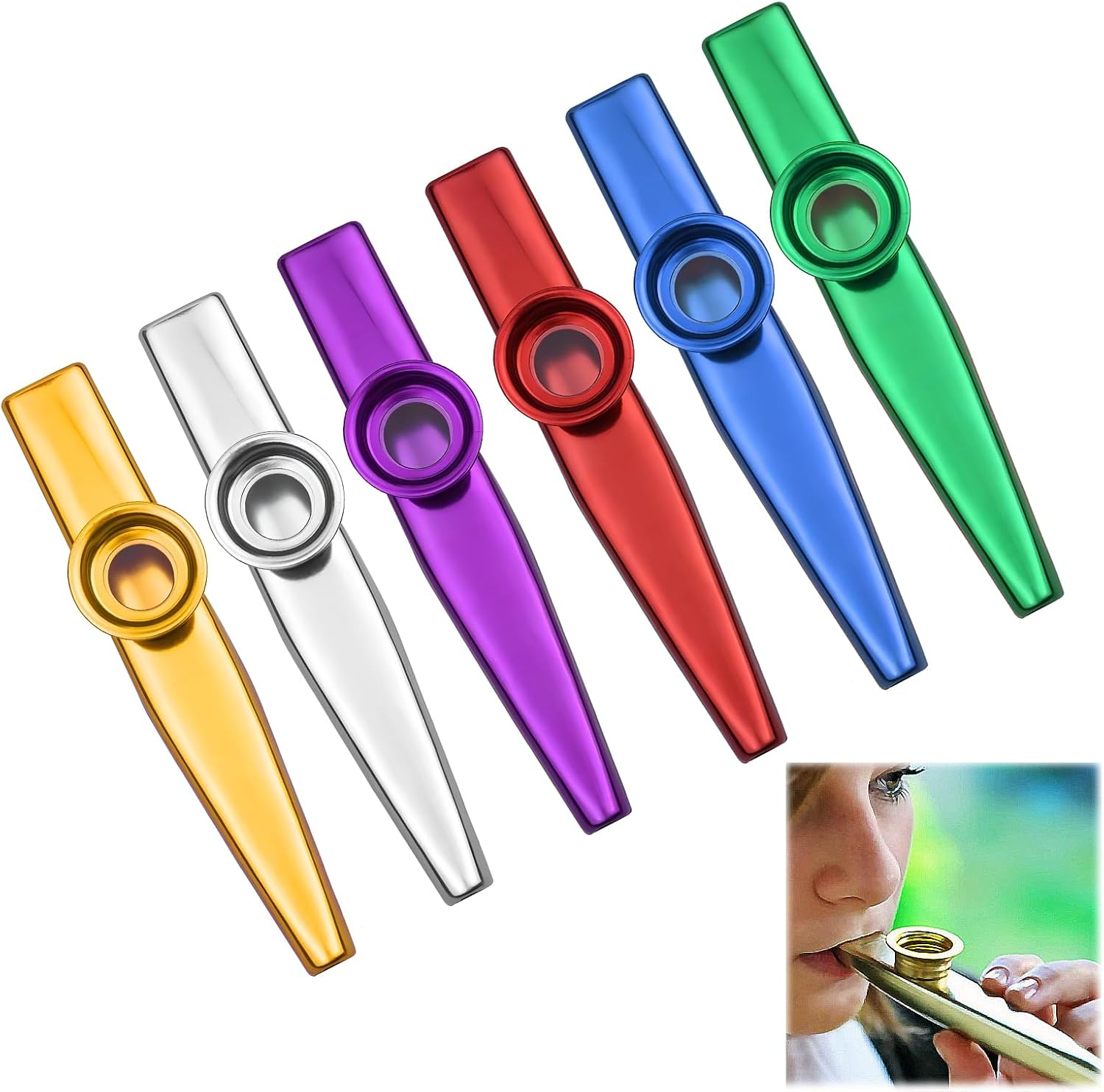 Pack of 6 Kazoo Instruments, Kazoos, Metal Kazoos, Suitable for Children, Adults and Music Beginners, Children'S Party Favours Gifts image number 2