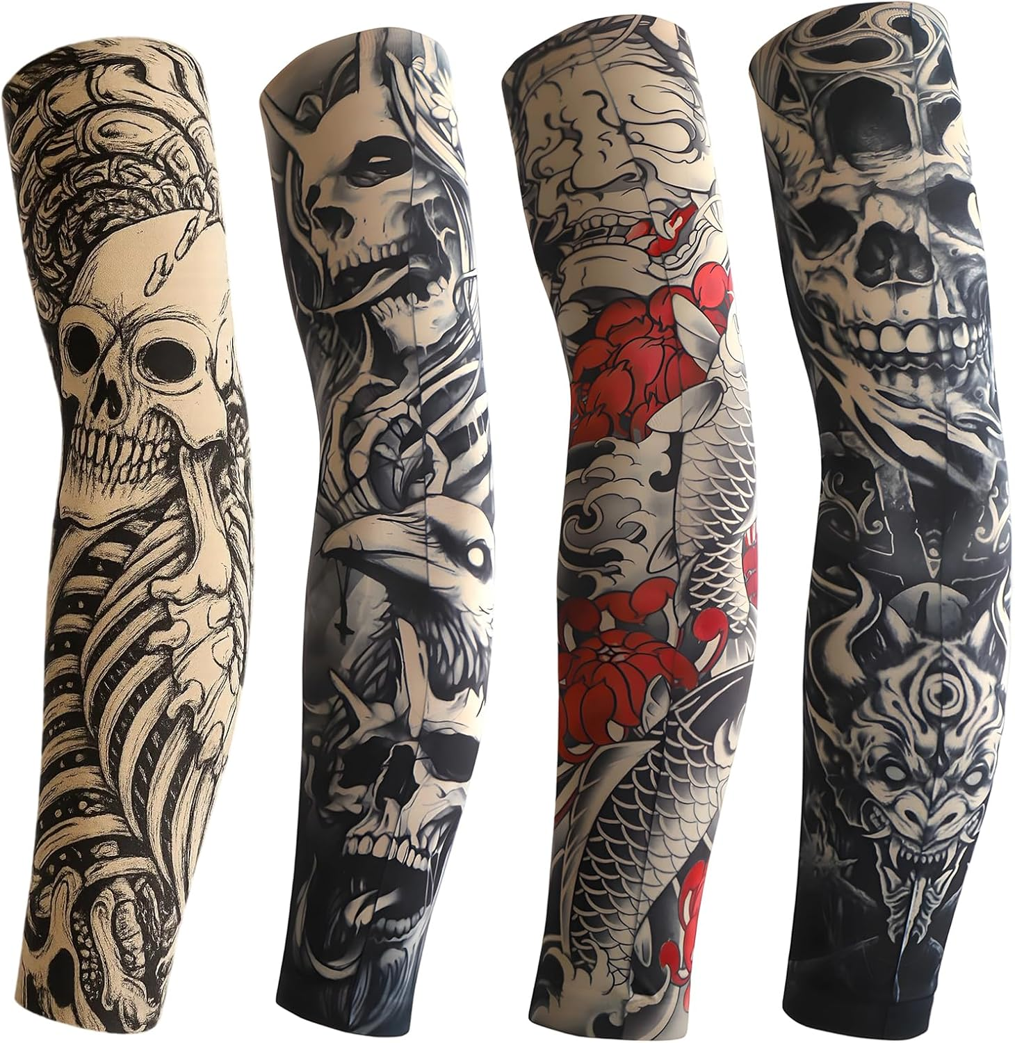 4 Tattoo Sleeves for Men and Women, Fake Tattoo Sleeve with Unique Designs, Stretchable and Breathable Fabric, Ideal for Halloween Parties, Costume Events, and Cosplay image number 6