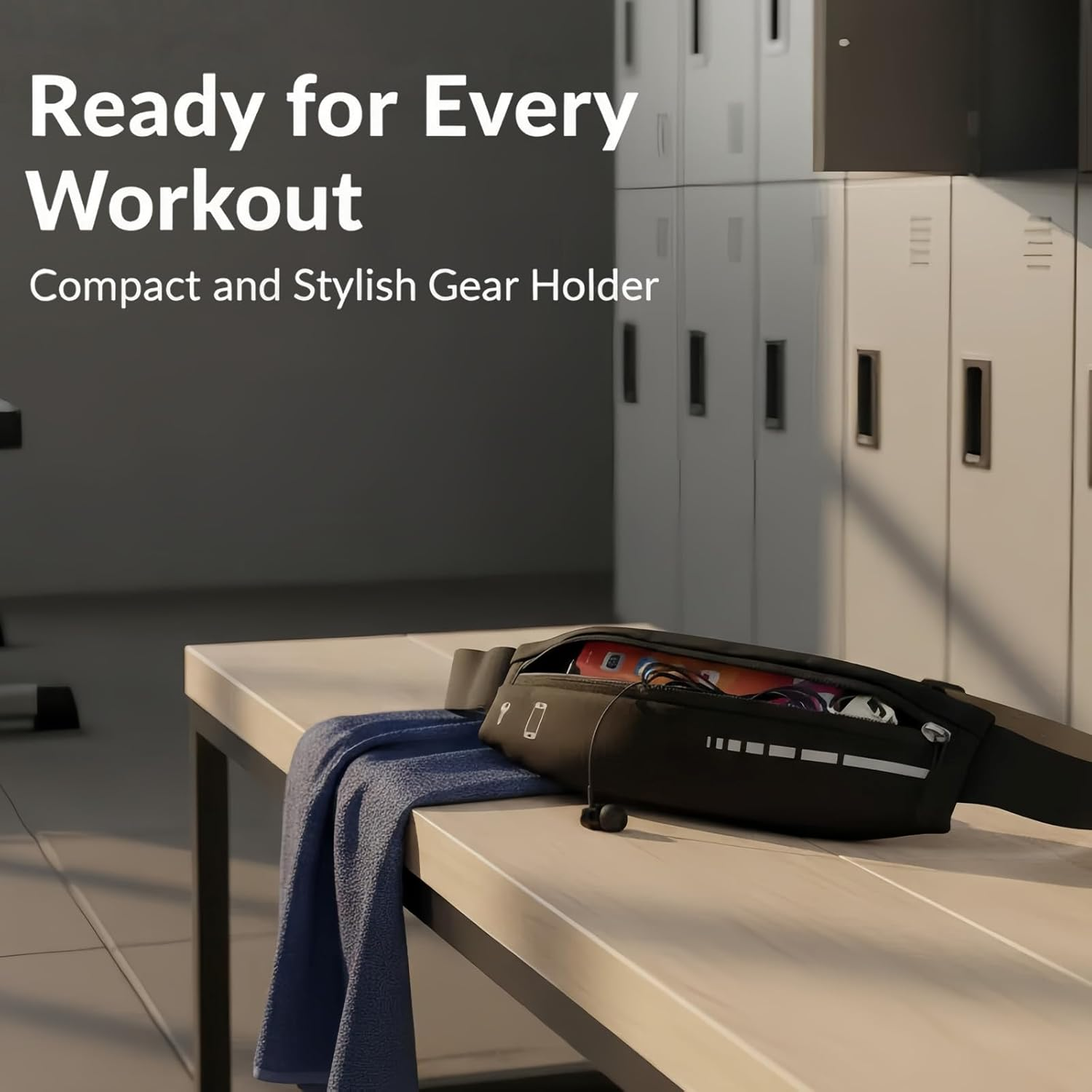 Running Belt for Men, Running Vest Waist Pack with Phone Holder, Fanny Pack for Runners Workout Jogging, Money Belt Running Accessories, Black One Size image number 4