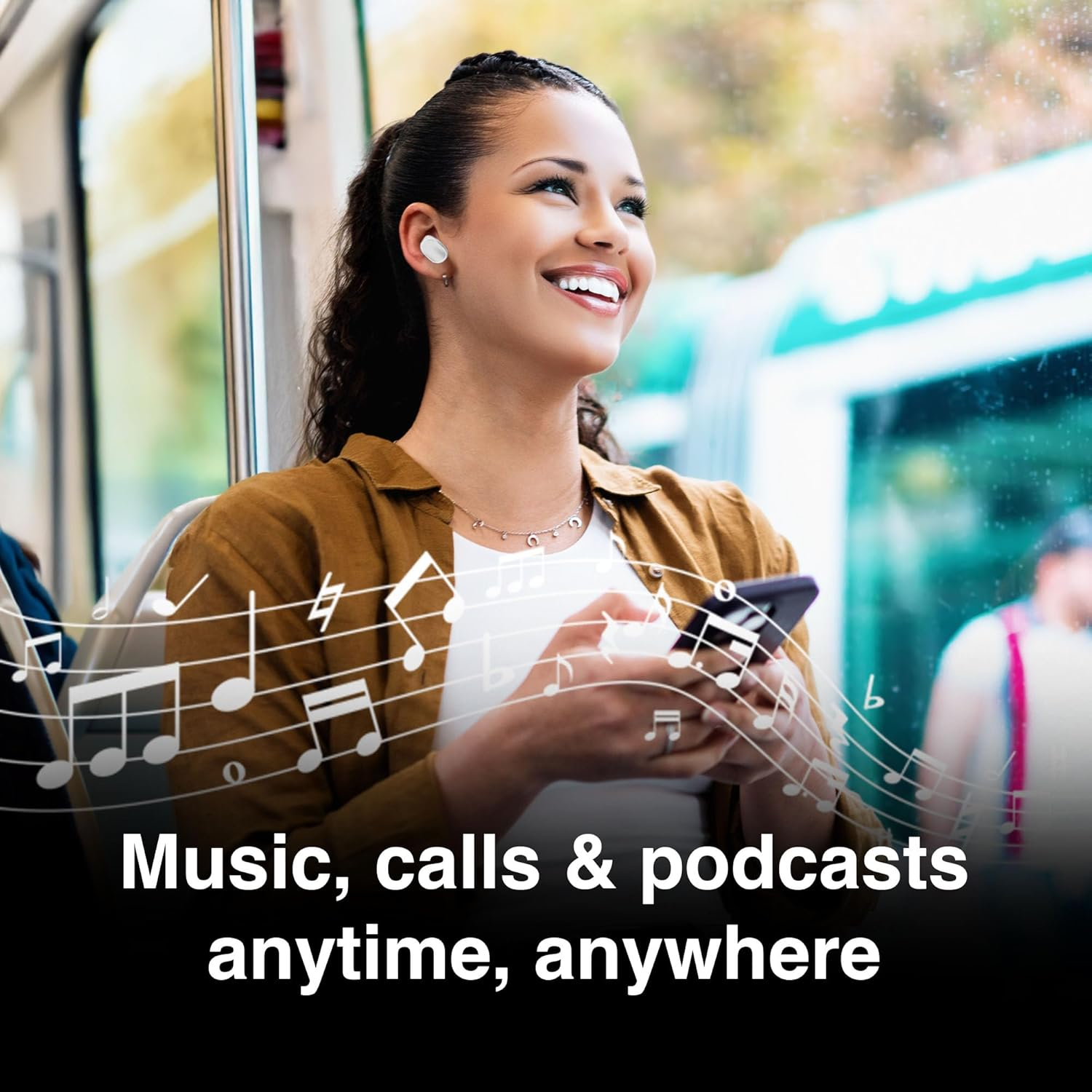 Laser True Wireless Earphones White with LED Battery Display Bluetooth 5.3 TWS Headphones USB-C Charging Case for Music Calls Travel Gym Work image number 3