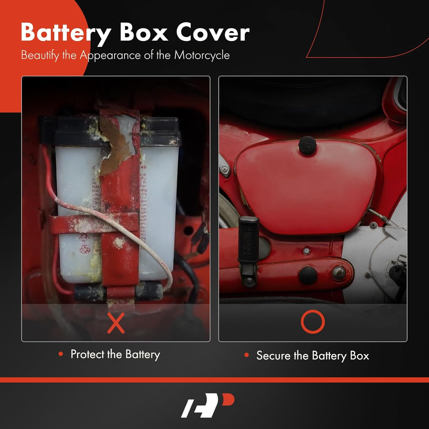 A-Premium Battery Box Frame Cover Compatible with Honda CA105T 1963-1965, CT110 1980-1986, CT90 1969-1979, Red, Right Passenger Side, Replace# 83600-459-910ZA - Dark Gray image number 4