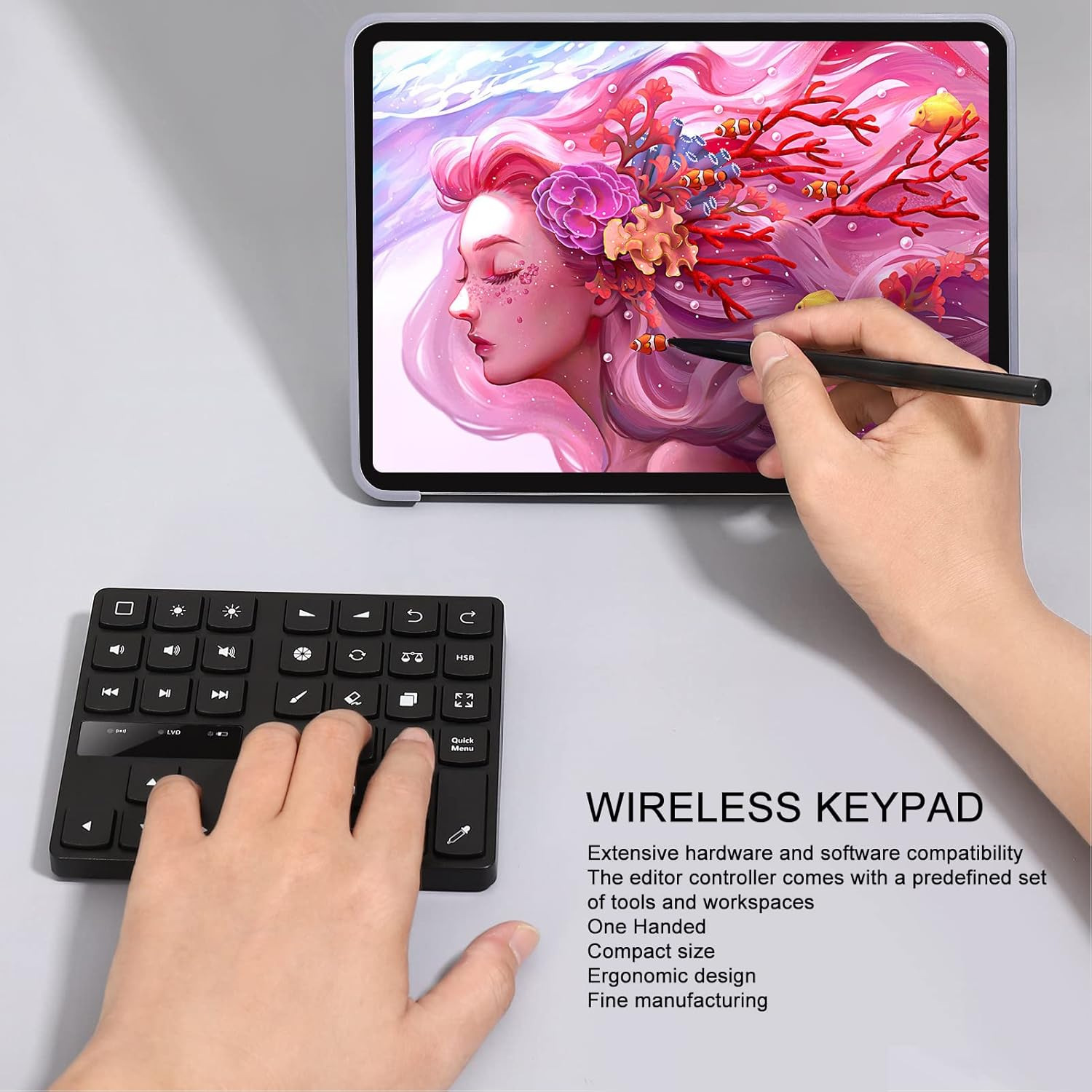 Mini Drawing Keyboard,Extensive Hardware Software Compatibility Drawing Shortcut Keyboard,Simple Operation Wireless, for OS X image number 4