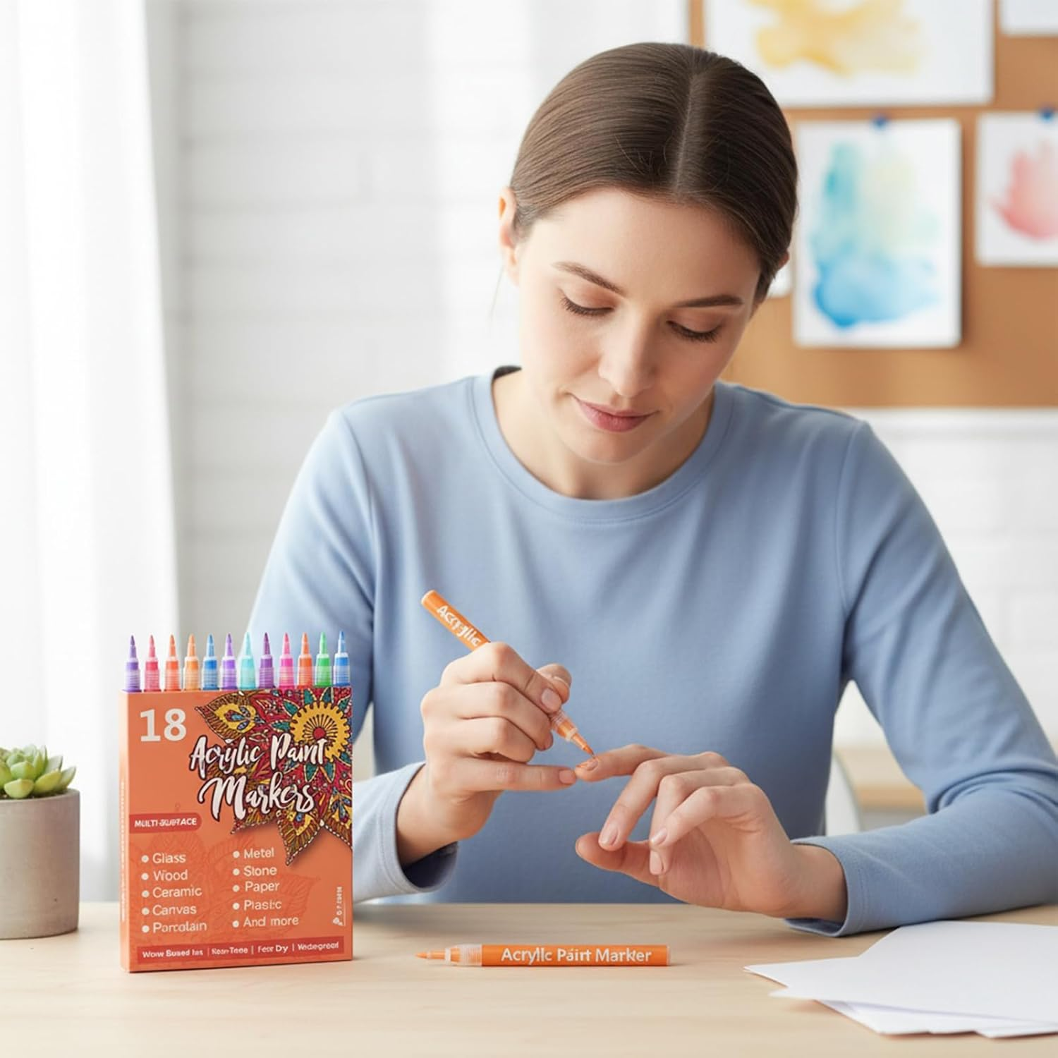 Nail Polish Pens - Quick-Drying Waterproof Fine Tip,0.5Mm Nail Doodle Pens Painting Tools - for Women Kids Teens Adults Beginners Drawing Painting Dotting Crafts Salon Home - 24 Colors image number 2