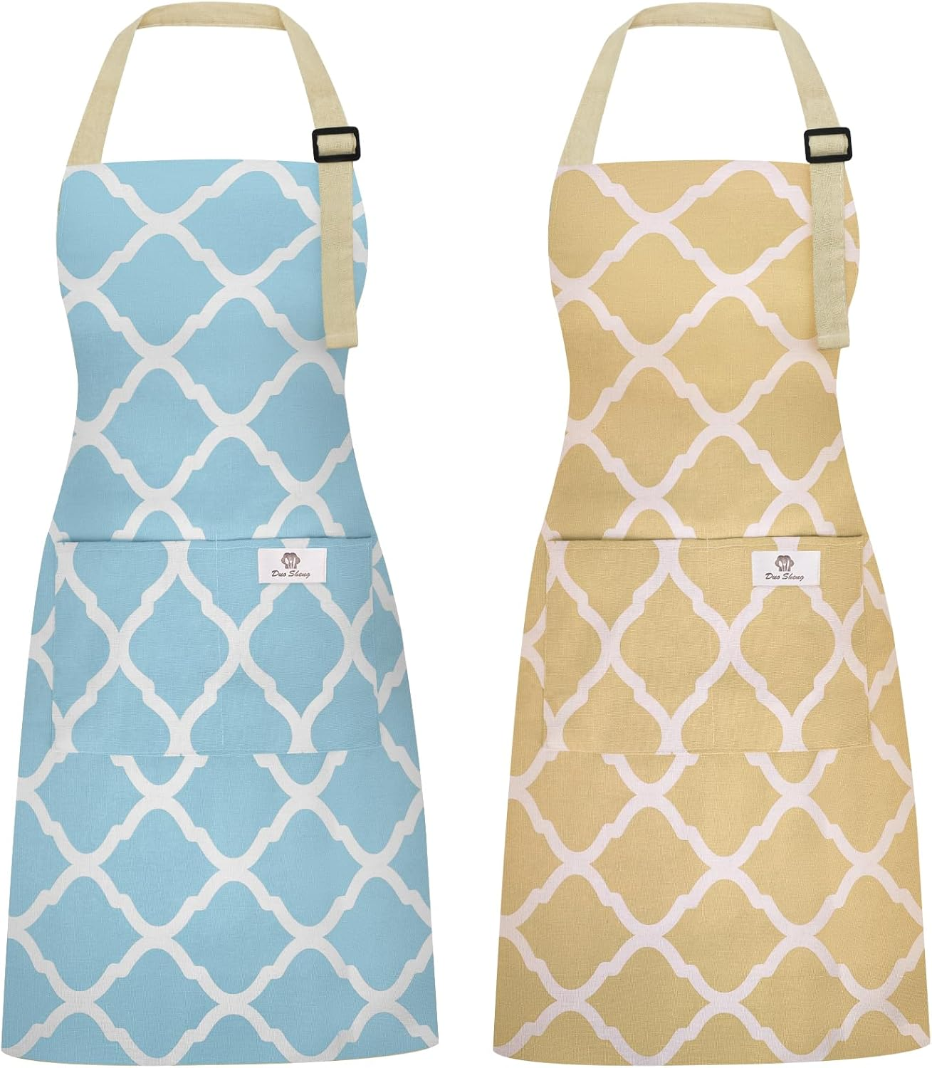 Riqiaqia 2Pack Aprons for Women Men with Pockets