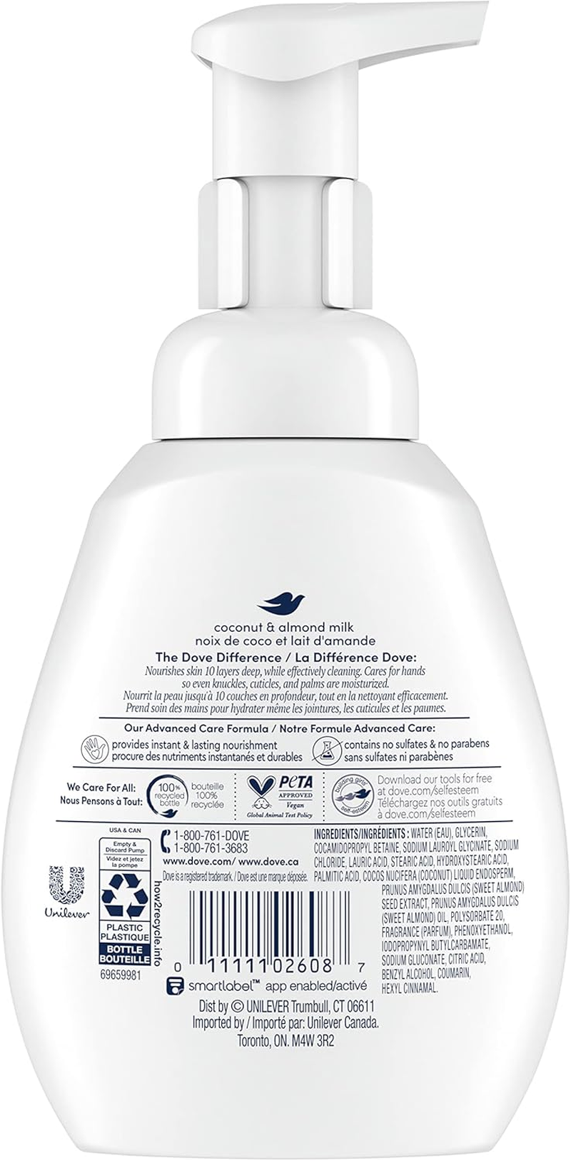 Dove Foaming Hand Wash Coconut & Almond Milk Pack of 4 Protects Skin from Dryness, More Moisturizers than the Leading Ordinary Hand Soap, 10.1 Oz image number 3