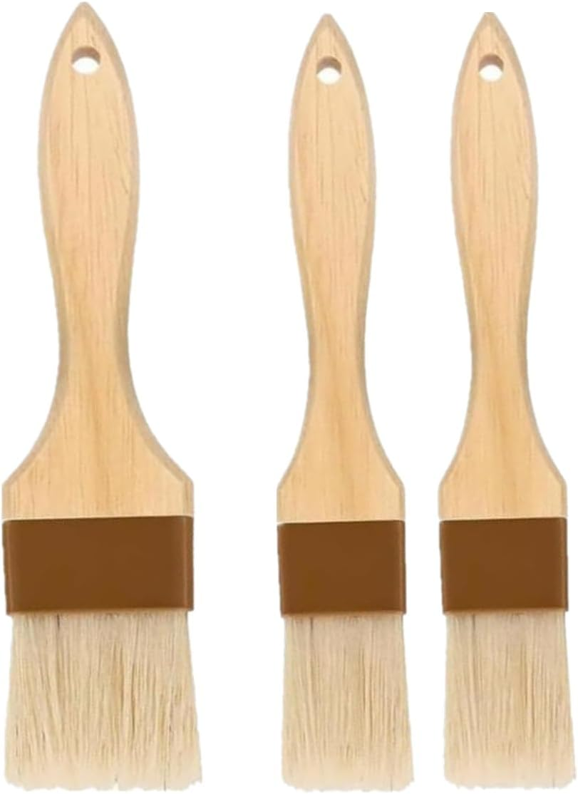 3Pcs Natural Boar Bristle Brushes,Pastry Basting Brushes,For Barbecue,Outdoor Dining,Brush with Oil/Butter/Sauces/Marinades,Clearing the Dust(1Pcs 2 Inch,2Pcs 1Inch) image number 3