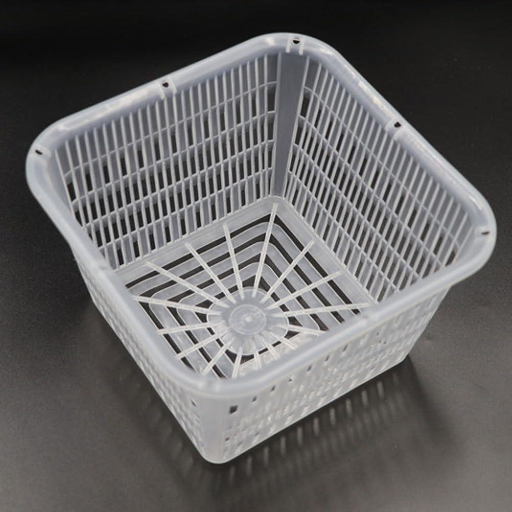Kisangel 4Pcs Hydroponic Mesh Plant Basket Plastic Aquatic Pots Planting Net Pots for Balcony Garden,Transparent