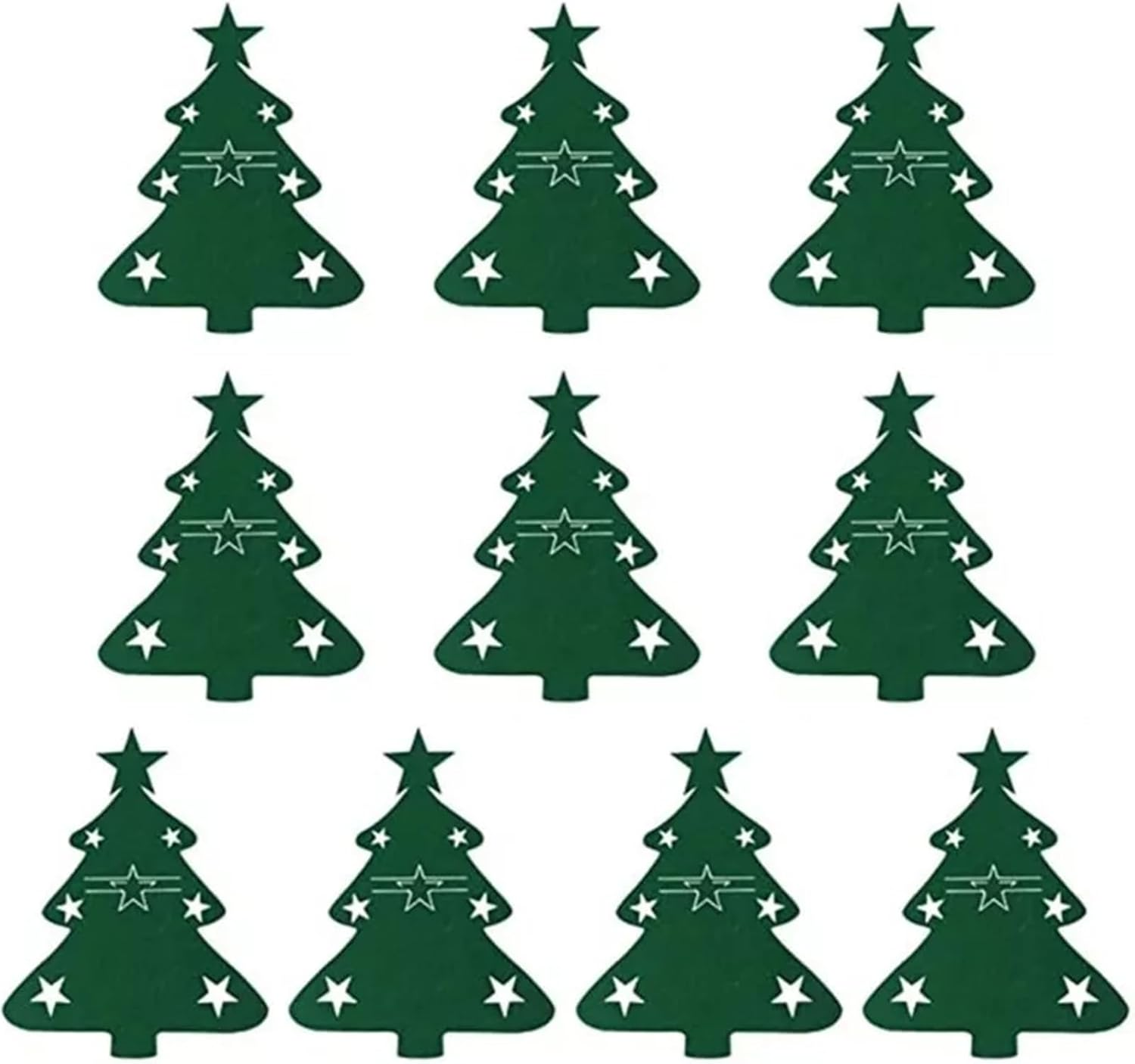 Christmas Cutlery Holder, 10Pcs Silverware Bag, Red Xmas Utensil Wraps for Party Dinner Table Supplies (Green)