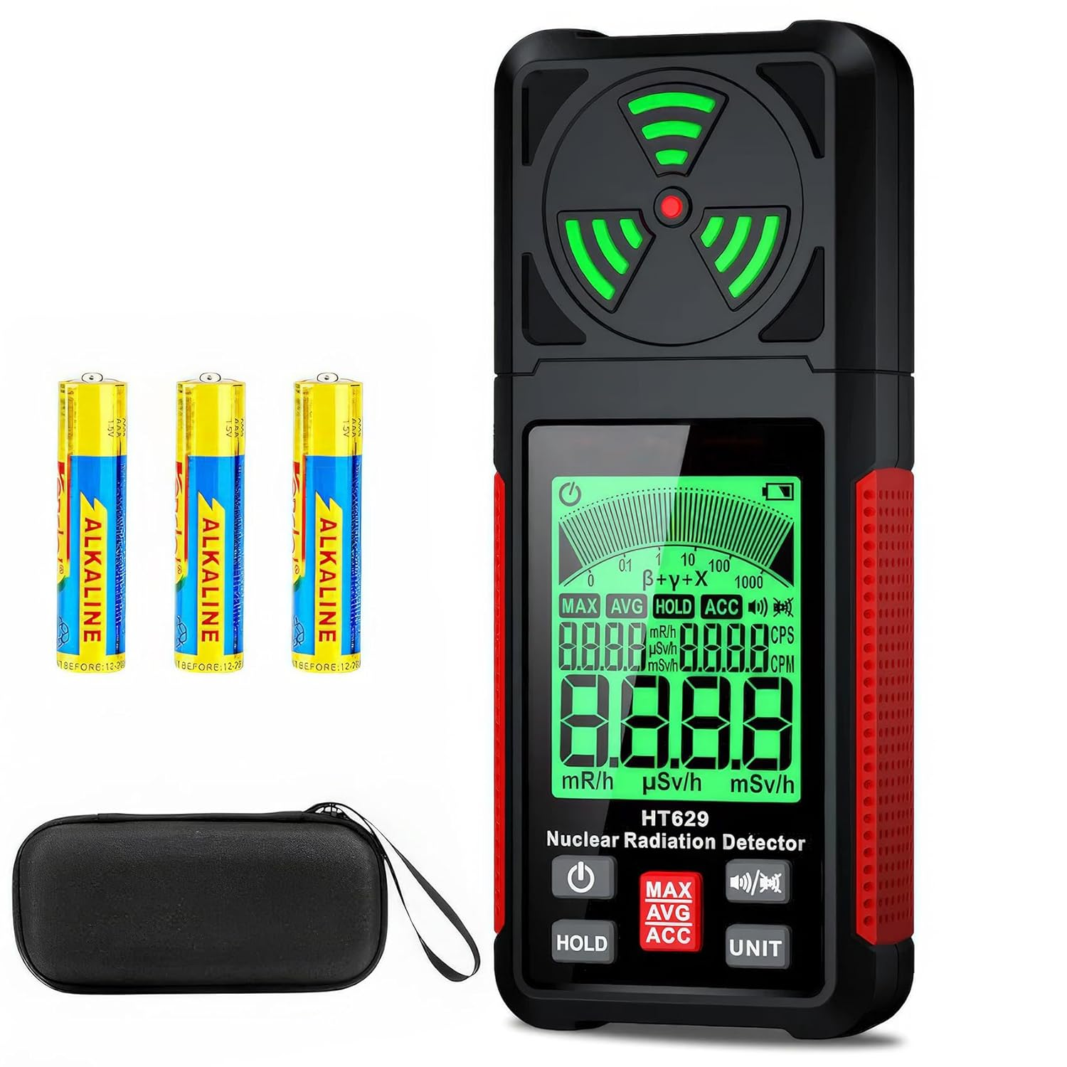 Geiger Counter Nuclear Radiation Detector - Portable Radiation Dosimeter Tester Beta Gamma X-Ray Radioactivity Detector for Nuclear Wastewater Seafood with Backlit LCD Display, Audible & Visual Alarm image number 2