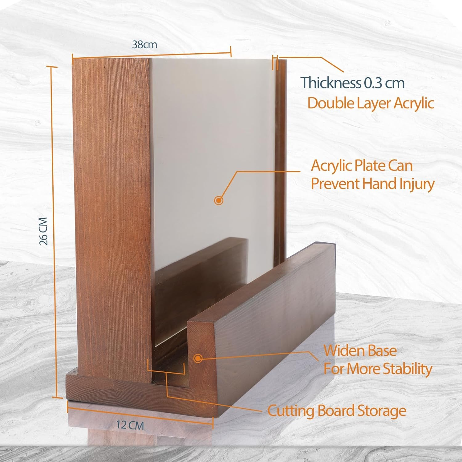 Magnetic Knife Holder, Wooden Knife Block with Double Sided Strong Magnets and Acrylic Protection Shield for Kitchen Multifunctional Knife Storage Knife Block without Knives (38Cm) image number 1