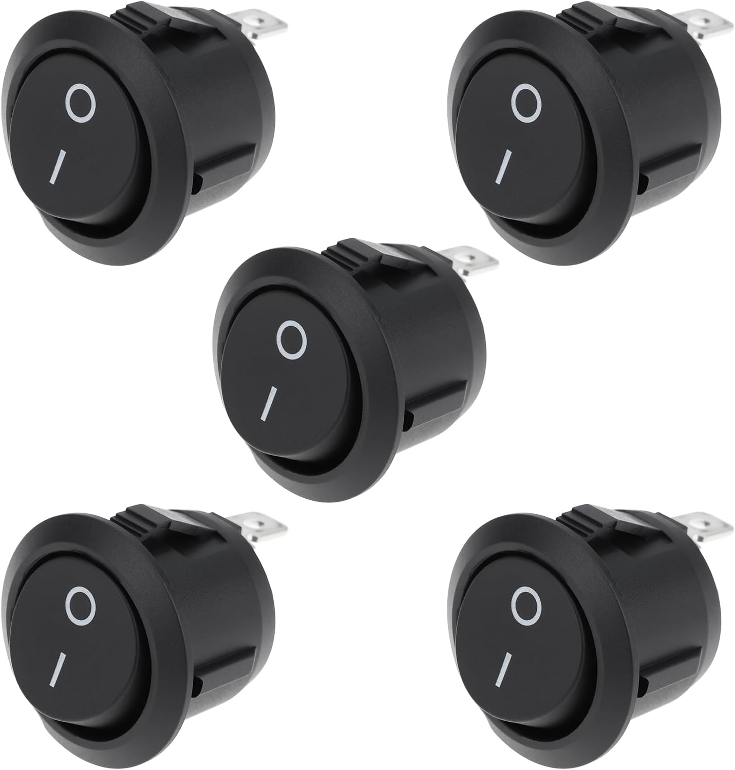 5Pcs On/Off Rocker Switch Single Pole Non-Illuminated 12V DC 10A, 4.8Mm Terminals 20Mm Panel Mount image number 1