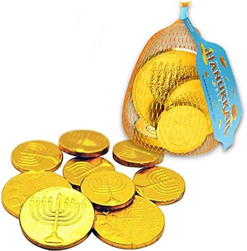Complete Chanukah Menorah Set -1 Classic Menorah 45 Multicolored Candles - 4 Painted Wood Dreidels - 3 Mesh Bags of Belgian Chocolate Coins Gelt. - 12 Page Chanukah Guide - All Packed in a Gift Box image number 3