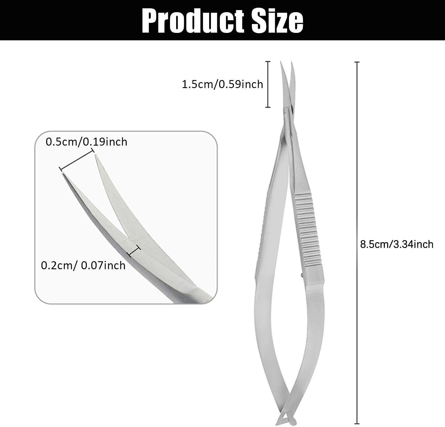 1 Pcs Curved Iris Scissors, Micro Scissors, Fine Straight Nail Scissors, Cuticle Trimmer Straight, Pointed Tip Grooming Kit, Curved Micro Scissor, for Dry, Dead Skin,Skin Car image number 2