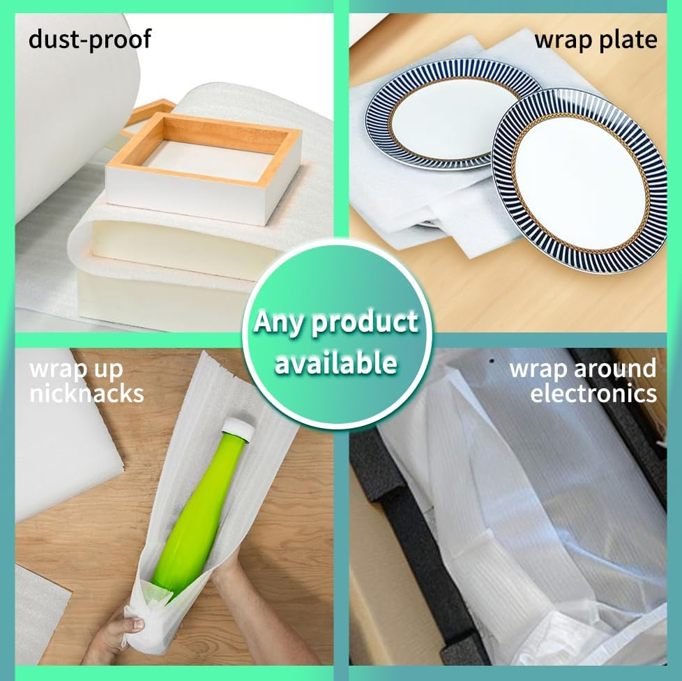 BEIBOON Foam Roll 11.5" X 394" (33FT) White Protective Wrapping Material for Fragile Items image number 4