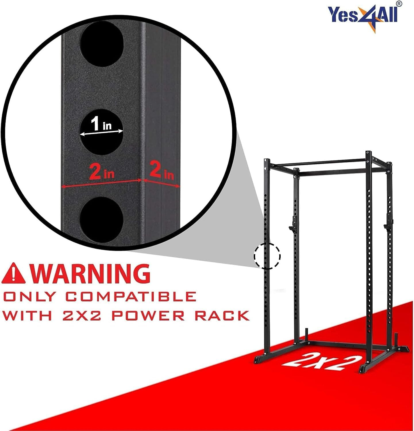 Yes4All Weight Plate Holder Attachment, Weight Plate Storage for Power Rack 2X2-3X2 - Fit 2 Inches Weight Plates image number 1