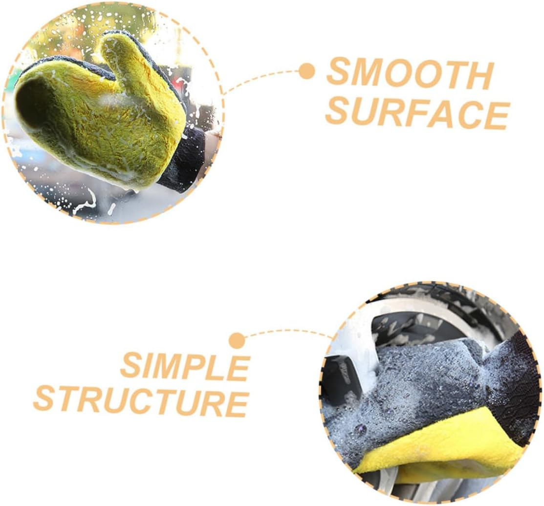 PRETYZOOM Car Wash Gloves 2Pcs Scratch-Free Coral Fleece Wash Mitts Waterproof Non-Slip Large Cleaning Gloves for Automotive Exterior Care image number 1